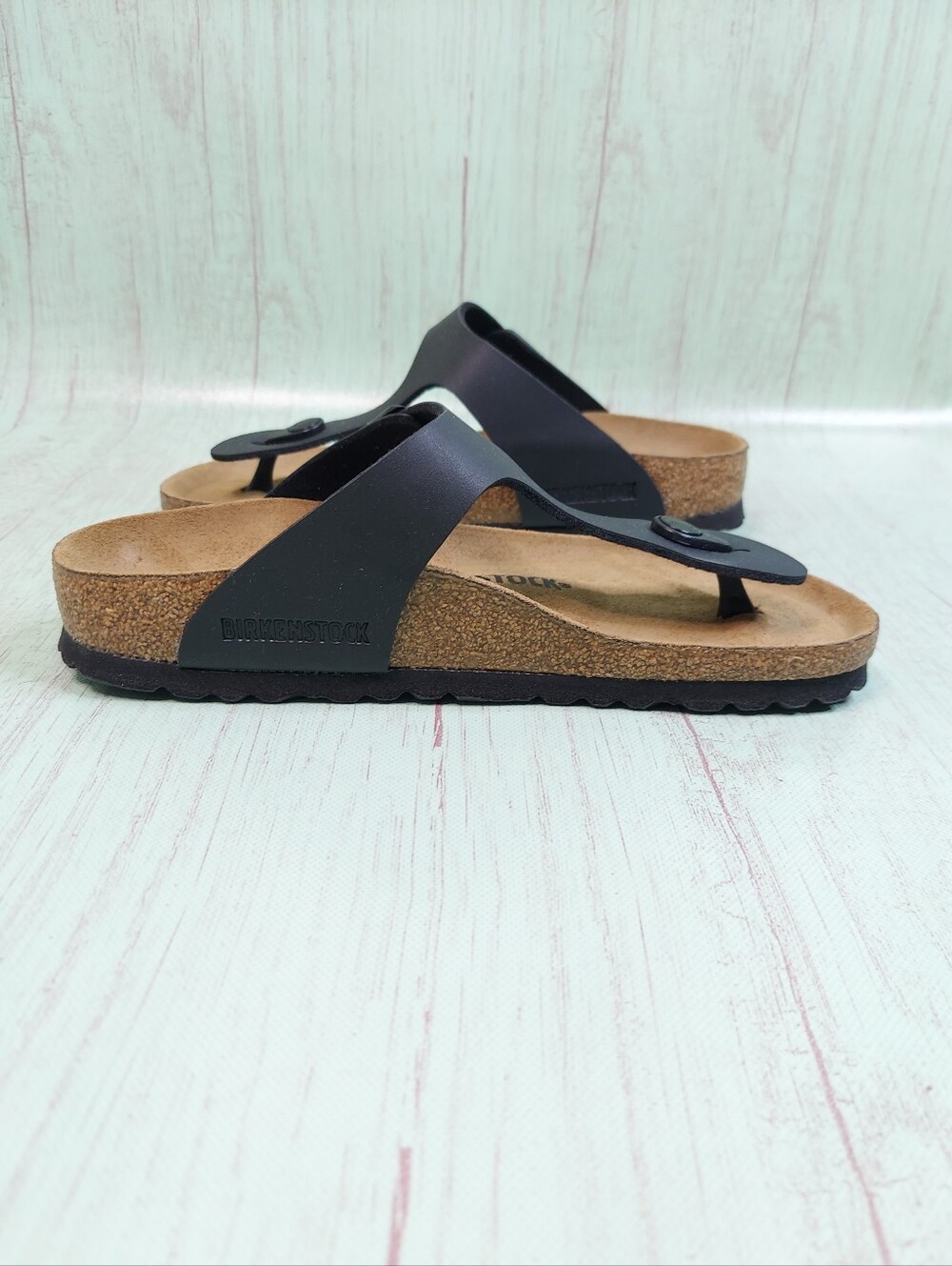 Birkenstock Gizeh Black Leather Sandals Sz 36 L5 - Picture 7 of 15